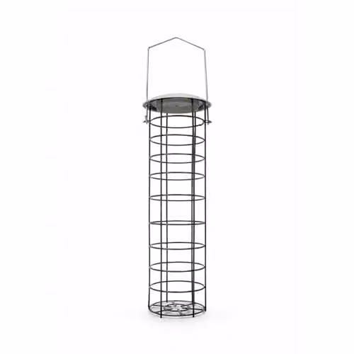 Voltico Hanging Wire Cage Seed Feeder for Wild Birds in Black, Diameter: 24 cm