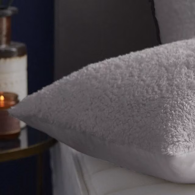 OHS Teddy Fleece Soft Touch Square Pillow in Grey