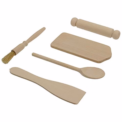 Apollo Housewares Beech Kiddies Spatula Set in Multicolour and Beige Wood