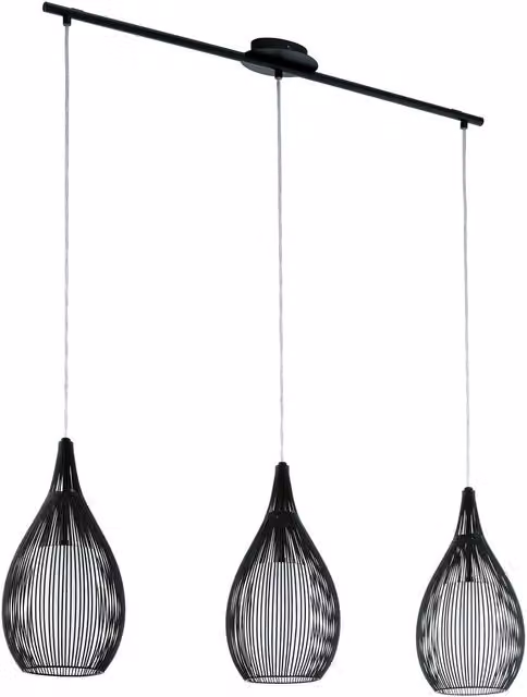 Loops Suspended Pendant Light in Black and White with Satin Glass and Metal, E27, 3x60W
