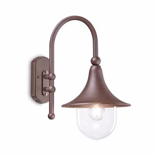 Netlighting Cima Outdoor Dome Wall Lantern in Brown with Transparent Glass, IP43, E27