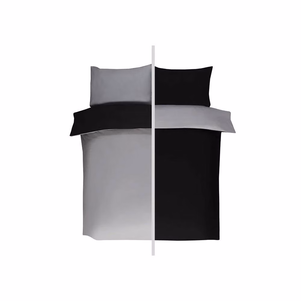 Emma Barclay Lyla Reversible Microfibre Duvet Cover and Pillowcase Set in Black and Grey, W/D/H: 140 x 200 cm – 8