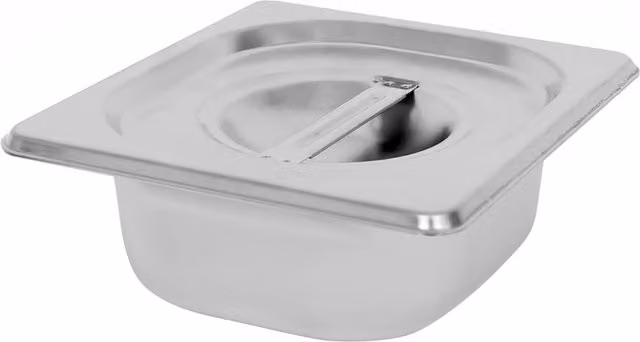 Argon Tableware Stainless Steel Gastronorm Container with Loose Lid, 1/6 Size, 1L, Silver – 1