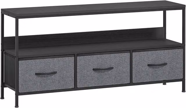 VOGREX Industrial Vintage Metal and MDF TV Storage Cabinet in Black and Grey – 1