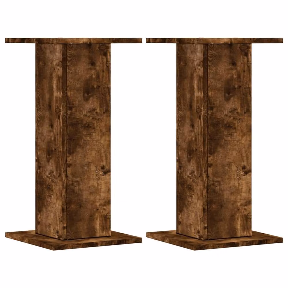Berkfield Home Set of 2 Smoked Oak Plant Stands in Brown, W/D/H: 30 x 30 x 60 cm – 3