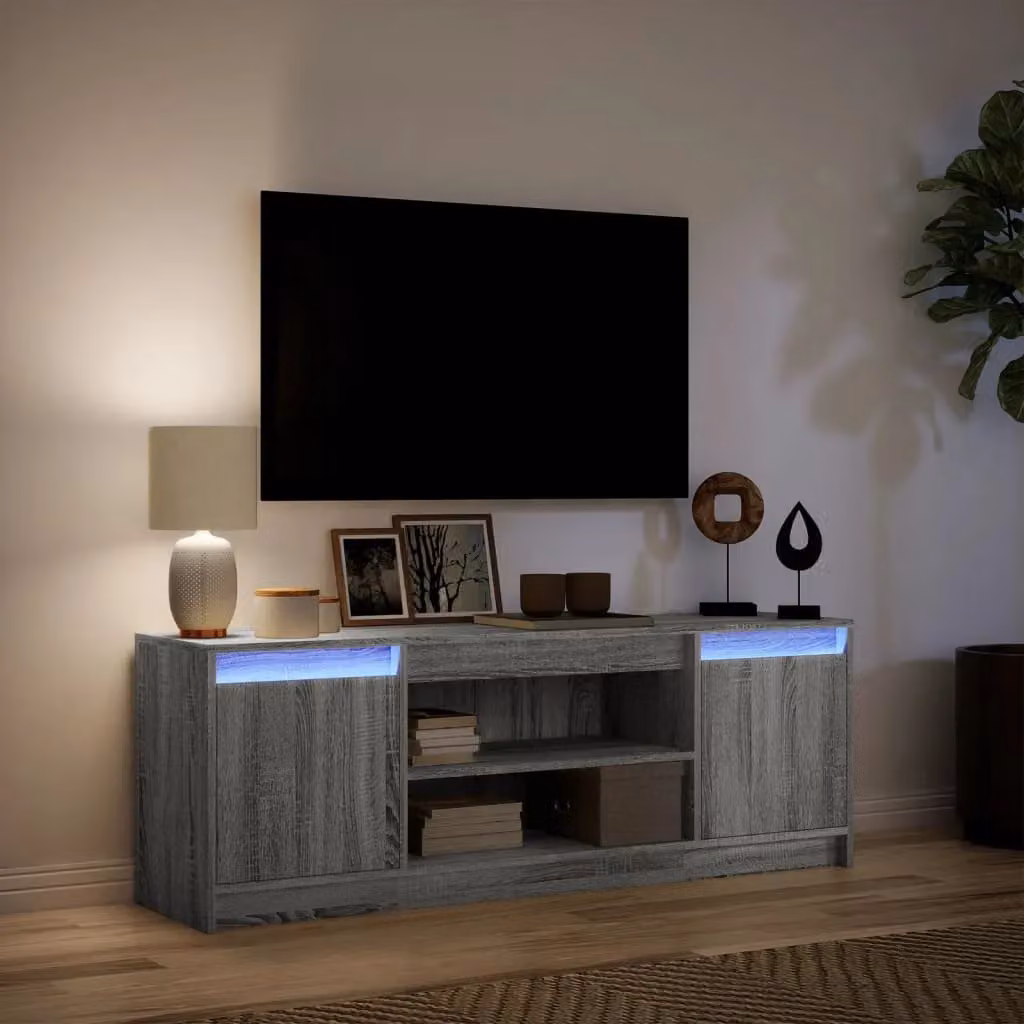 Berkfield Home Modern TV Cabinet with LED in Grey Sonoma, W/D/H: 139.5 x 34 x 50 cm – 2