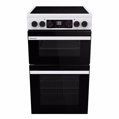 Hisense HDCEC5C10W Freestanding Ceramic Electric Cooker in White with Double Oven and Air Fry Mode, Energy Class A – 1