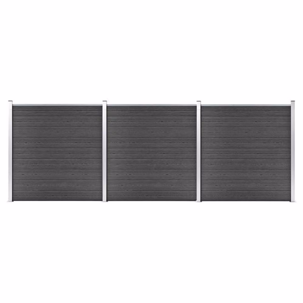 Berkfield Home Durable WPC Fence Panel Set, Black, W: 526 cm, H: 186 cm – 2