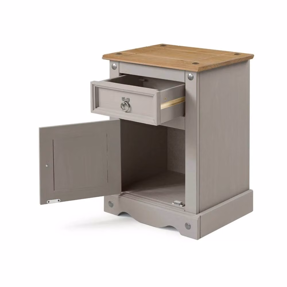 NESTLUNE Grey Rustic Pine Bedside Cabinet with 1 Door, W/D/H: 100 x 15 x 15 cm – 2