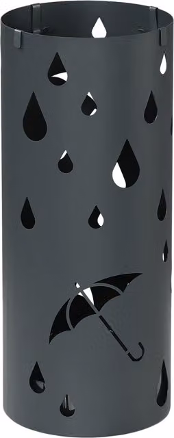 HOMCOM Circular Umbrella Stand with Hooks and Removable Water Tray, Dark Grey – 1