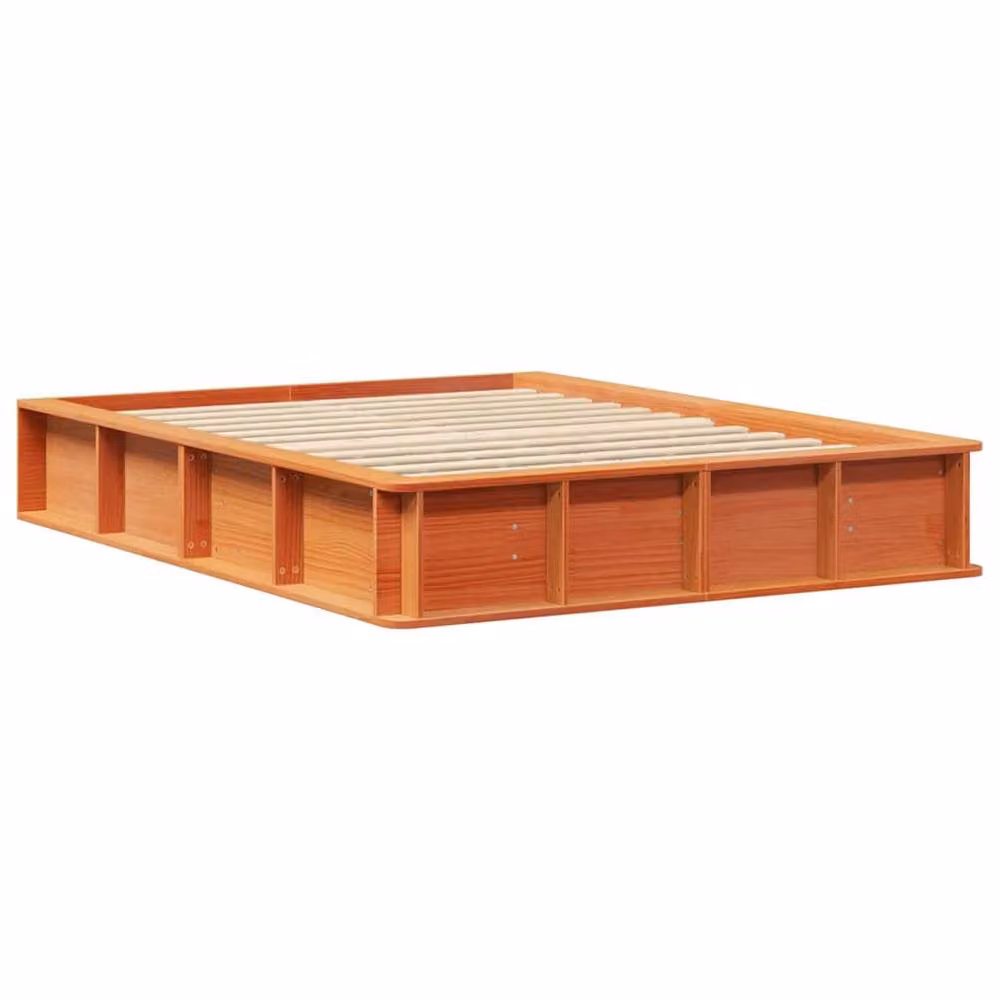 Berkfield Home Solid Pine Wood Bed Frame with Lift Up Storage, Wax Brown, W: 135 cm, L: 190 cm – 2