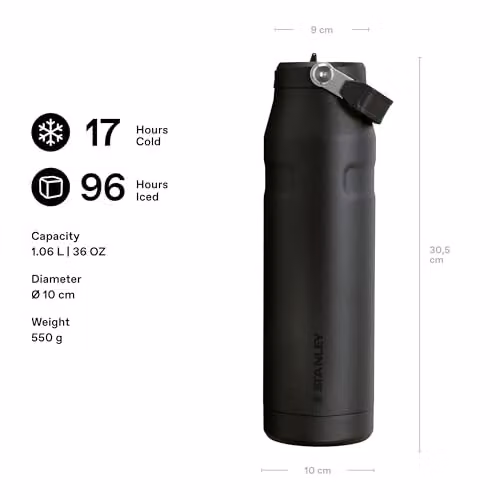 Stanley IceFlow Flip Straw Sports Water Bottle, 1.06 l, Black – 2