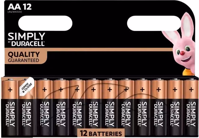 Duracell Simply Alkaline AA Batteries, Black