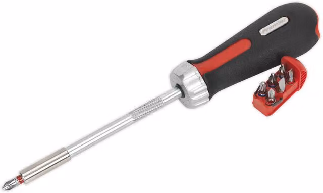Loops 8 Pack Fine Tooth Ratchet Screwdriver Set with S2 Steel Bits in Metallics