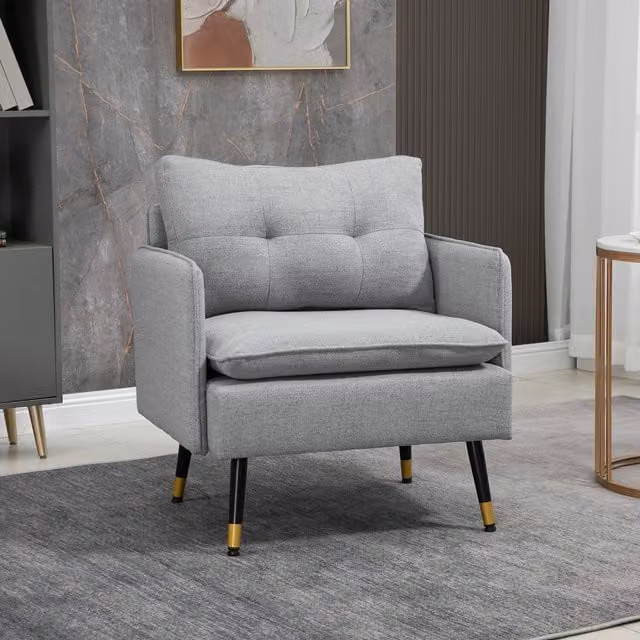 HOMCOM Grey Button Tufted Fabric Love Seat for your Living Room