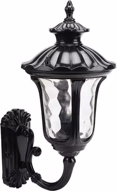 Living Star Classic Black Textured Outdoor Wall Lantern with Glass and Aluminium