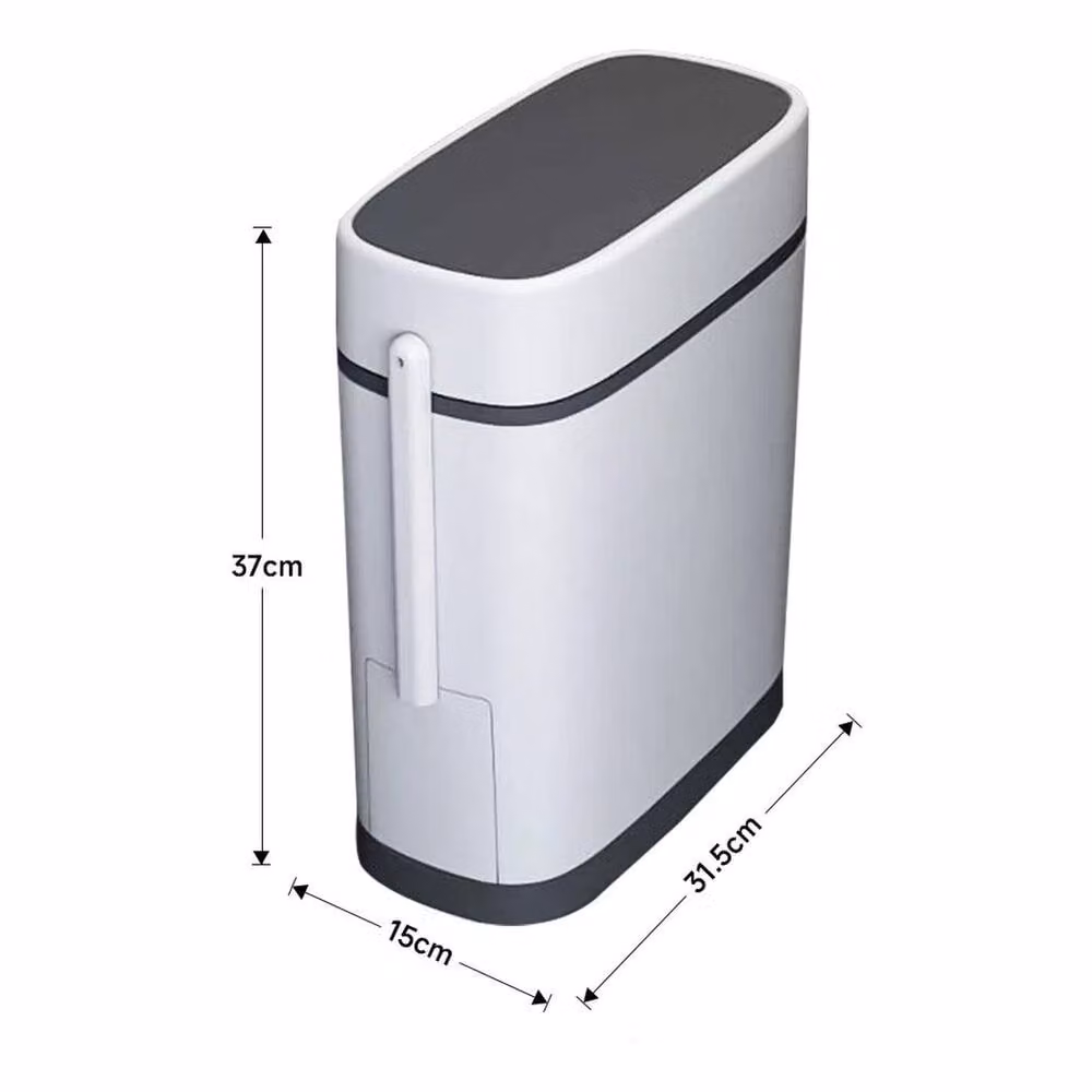 PAWNORA White Plastic Freestanding Toilet Brush and Waste Bin Set – 1