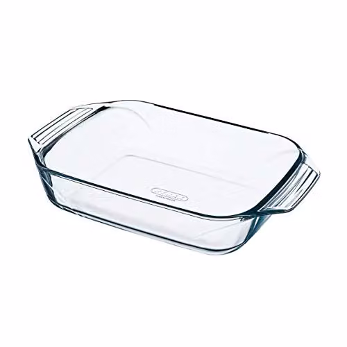 Pyrex Optimum High Resistance Glass Rectangular Roasting Dish with Easy Grip Handles, Multicolor, W: 39 cm x D: 25 cm
