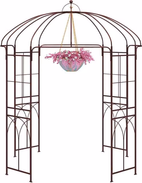 Costway Metal Garden Arch Climbing Plant Arbor in Bronze