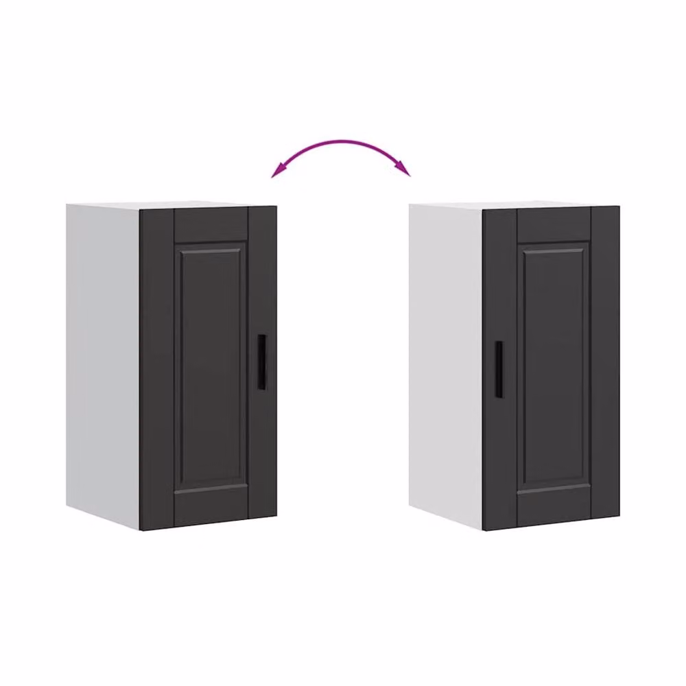 Berkfield Home Porto Black Wall Mounted Kitchen Cabinet in Matt Engineered Wood W/D/H: 60.0 x 25.0 x 31.0 cm – 4