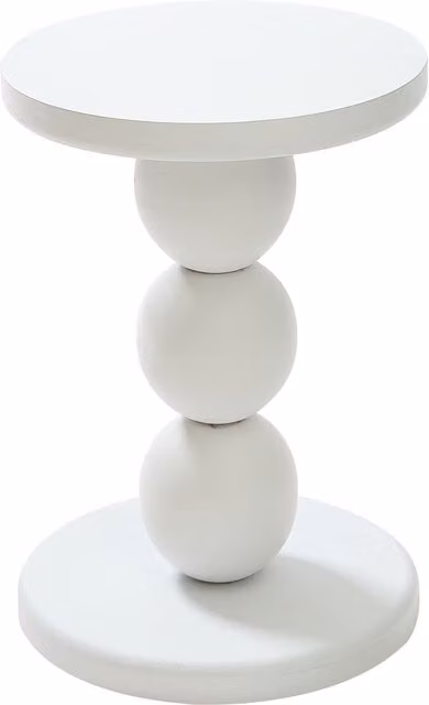 Nordlys Round Wooden End of Sofa Table in White and Brown