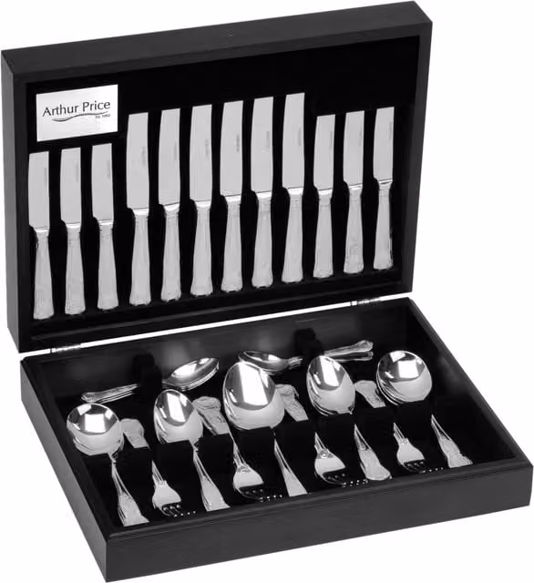 Arthur Price Kings Polished Stainless Steel 58 Piece 8 Person Canteen Cutlery Set in Silver