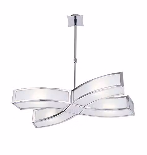 Netlighting Duna E27 4-Light Ceiling Pendant in Polished Chrome and Grey with White Plastic