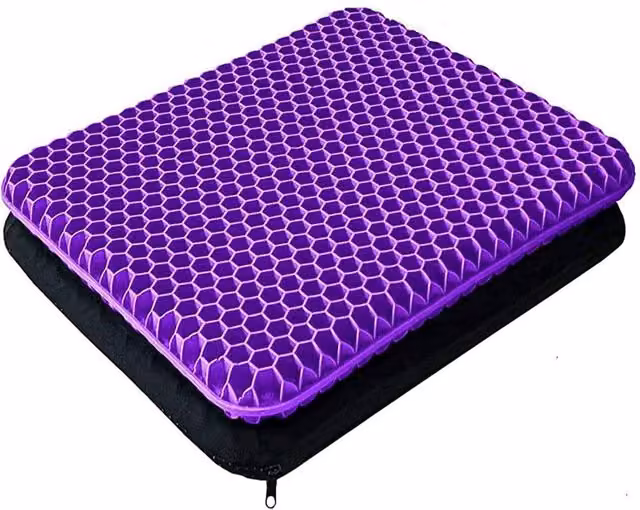 Kelvenix Orthopaedic Ergonomic Gel Seat Cushion in Purple, W/D: 40 x 30 cm