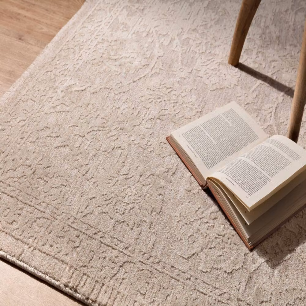 The Rug Shop UK Natural Border Traditional Abstract Area Rug in Beige, W: 200 cm, D: 300 cm