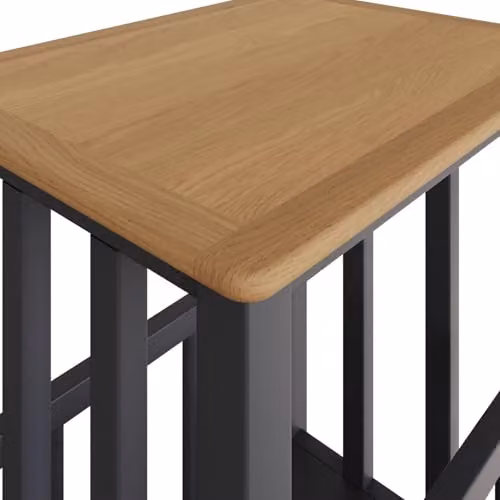 FWStyle Oak Magazine Rack Table in Graphite Blue, H55 x W45 x D35 cm – 3