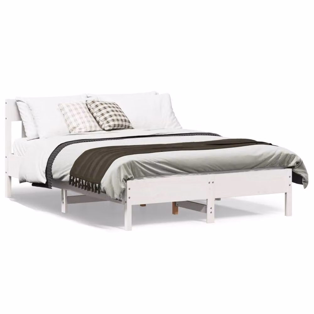 Berkfield Home Beautiful King Size Bed Frame in White Solid Pine, W/D/H: 150 x 200 x 81 cm – 2