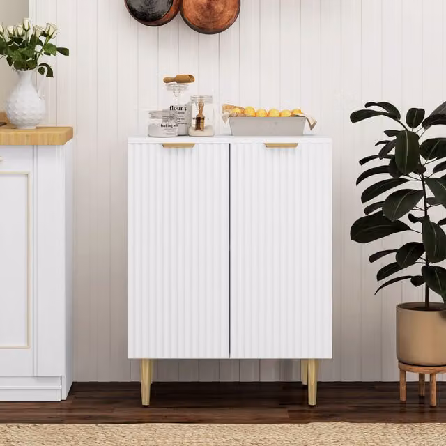 HOMCOM Modern White Sideboard Buffet Cabinet with Adjustable Shelf