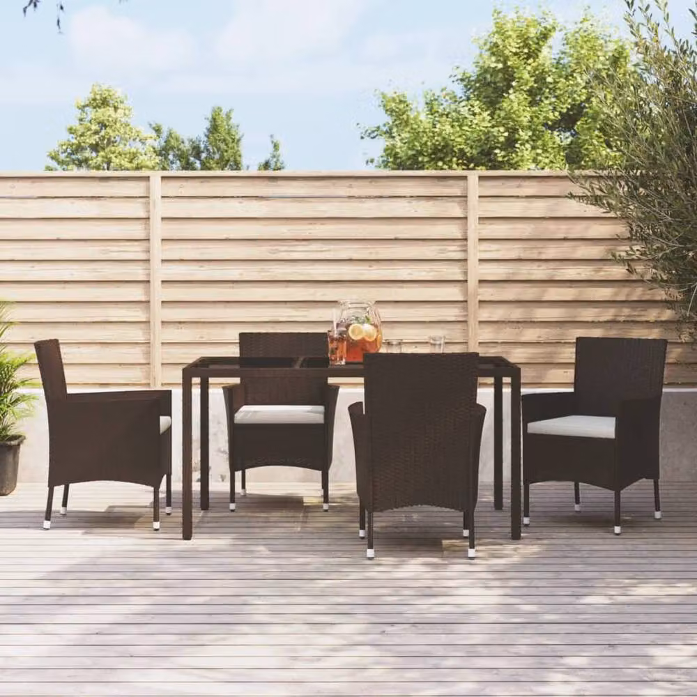 Berkfield Home Beautiful Garden Chairs with Cushions, Set of 4, Brown Poly Rattan and Metal – 2