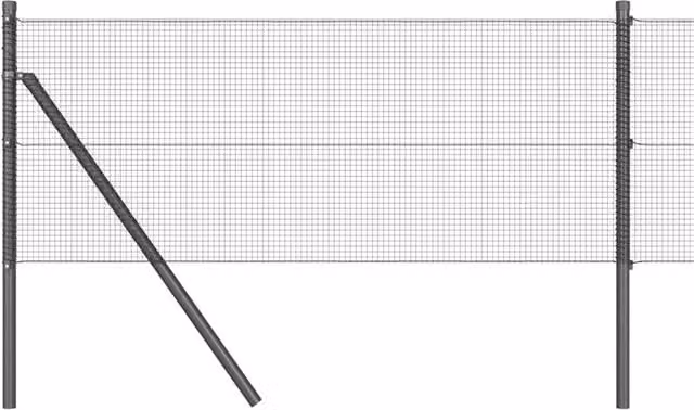 Berkfield Home Welded Wire Fence with 13 Posts, Grey and Black Steel, 0.6 x 50 m