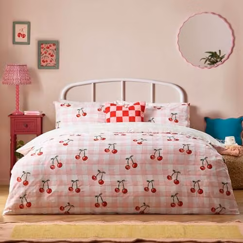 Riva Home Nature Reversible Polycotton Duvet Cover, Pink, W/H: 200 x 200 cm