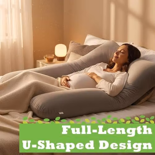 Nicola Spring U-Shaped Full Body Maternity Pregnancy Pillow in Pink Velvet – 3