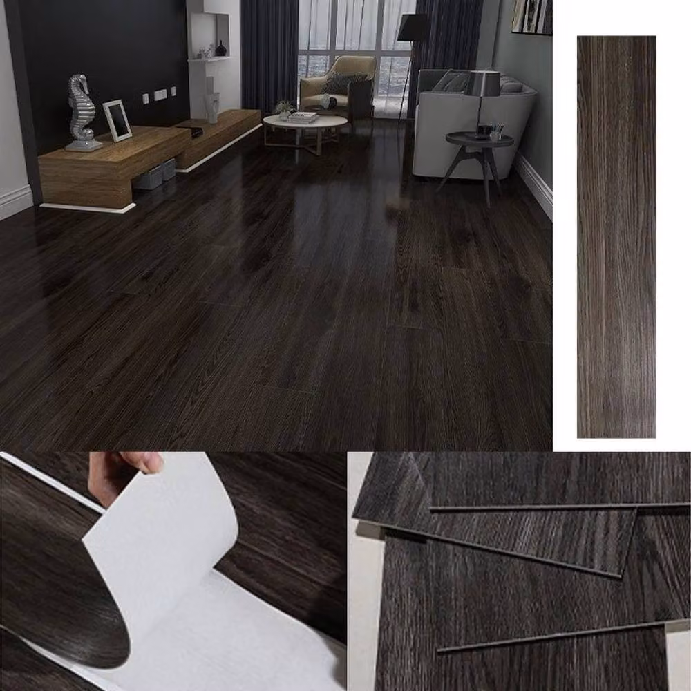 FLAVORA Pack of 21 Self Adhesive Black Floor Planks with Tile Look – 2