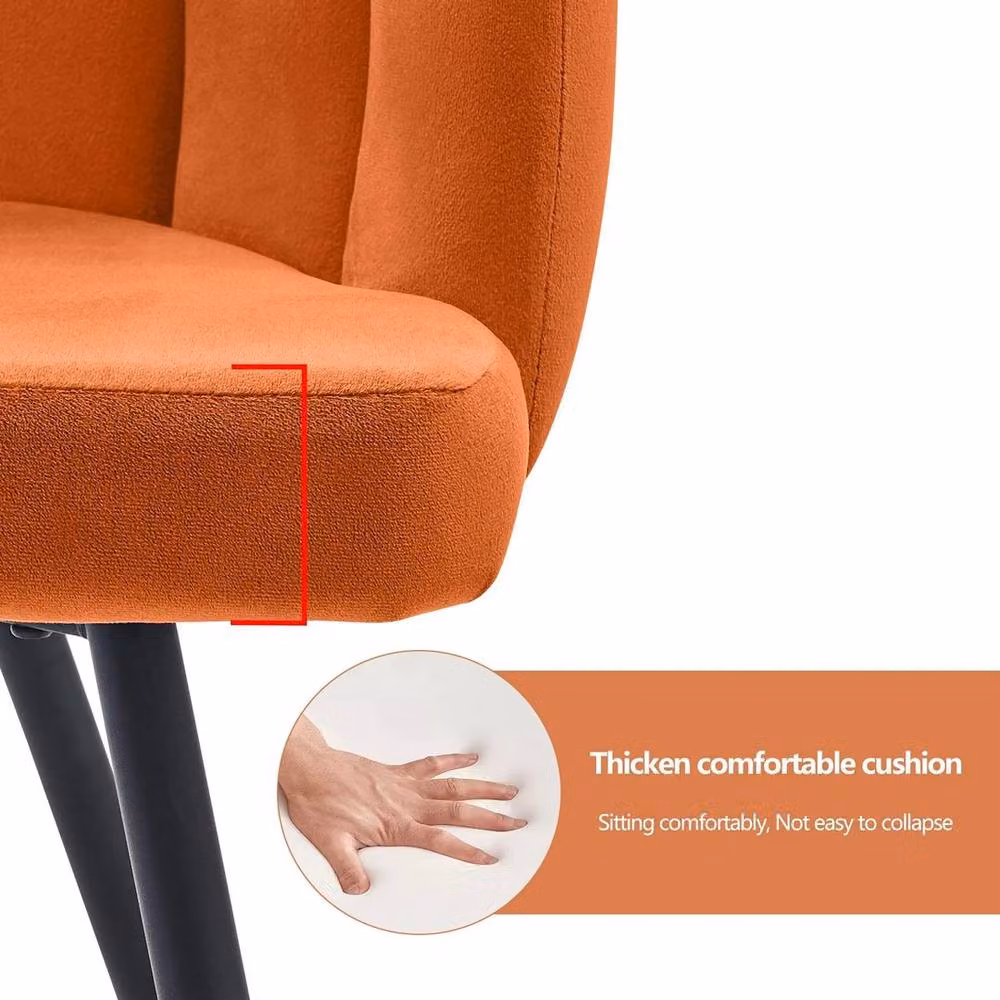 KORVIXA Velvet Upholstered Dining Chair in Burnt Orange – 3