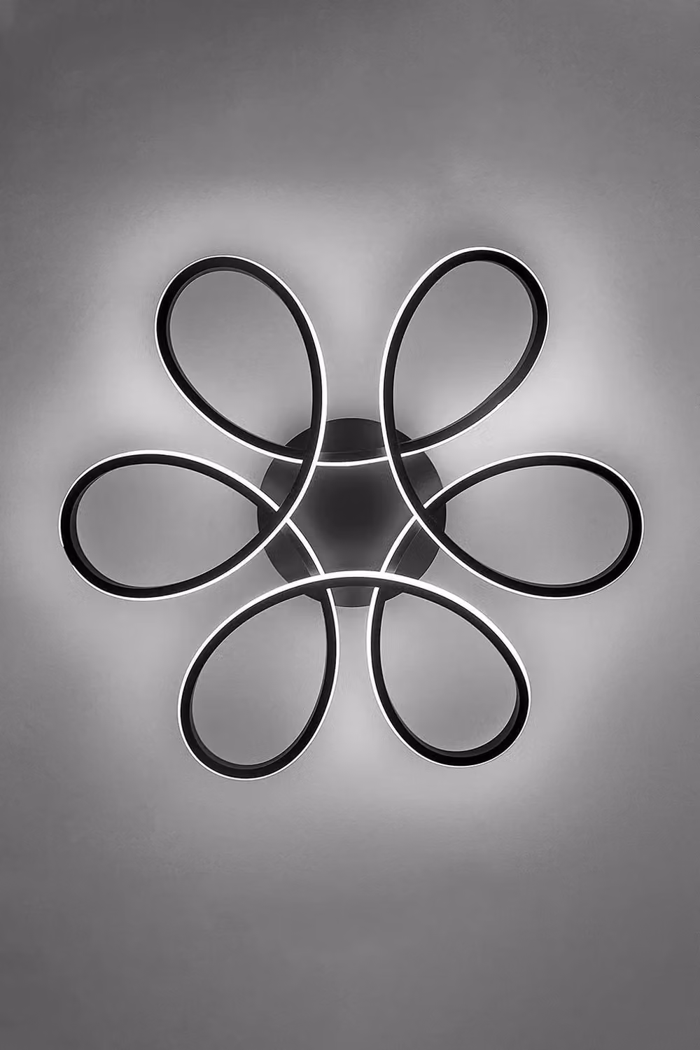 Living and Home 74W Modern Black Acrylic Petal LED Semi Ceiling Light – 3
