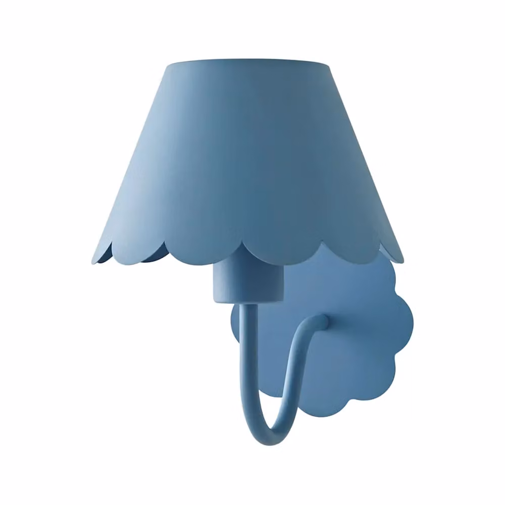 ValueLights Hattie Rechargeable Metal Scalloped Edge Wall Light in Blue – 2