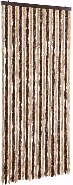 Berkfield Home Striped Chenille Insect Curtain in Beige and Brown, W/H: 90 x 220 cm – 1