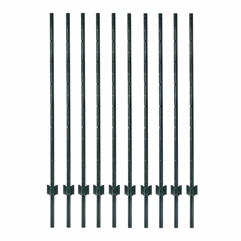 Mountview Green Powder Coated Metal U-Shape Fence Posts, 10 Pack, Height: 152.4 cm – 2