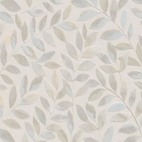 Erismann Ameroso Leaf Blown Vinyl Wallpaper in Blue and Natural, Botanical Floral Design for Kitchens, Living Rooms and Hallways, Opus 10462-02