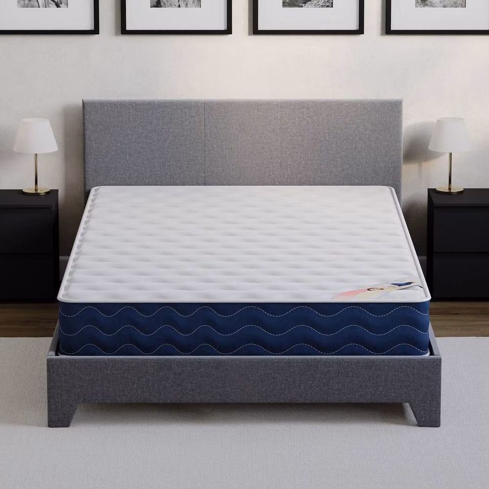 HD Designs Lisbon Small Double Upholstered Faux Leather Bed Frame with Mattress in Grey, W/D/H: 120 x 200 cm – 5