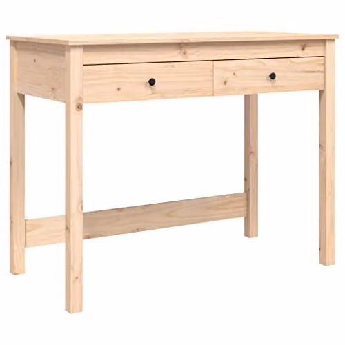 vidaXL Writing Desk in Natural Solid Pine, W: 100 cm, D: 50 cm, H: 78 cm