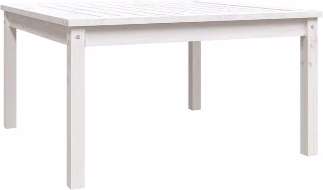 Berkfield Home White Square Garden Table in Solid Pine Wood, W/D/H: 82.5 x 82.5 x 45 cm