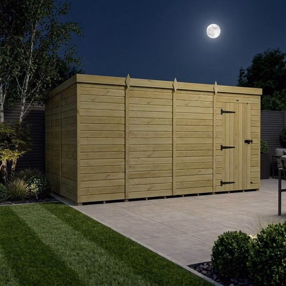 Buttercup Farm Pent Garden Shed with Single Door, Brown Timber – 3