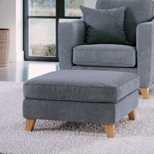 The Great Sofa Company Jackson Chenille Footstool in Blue – 1