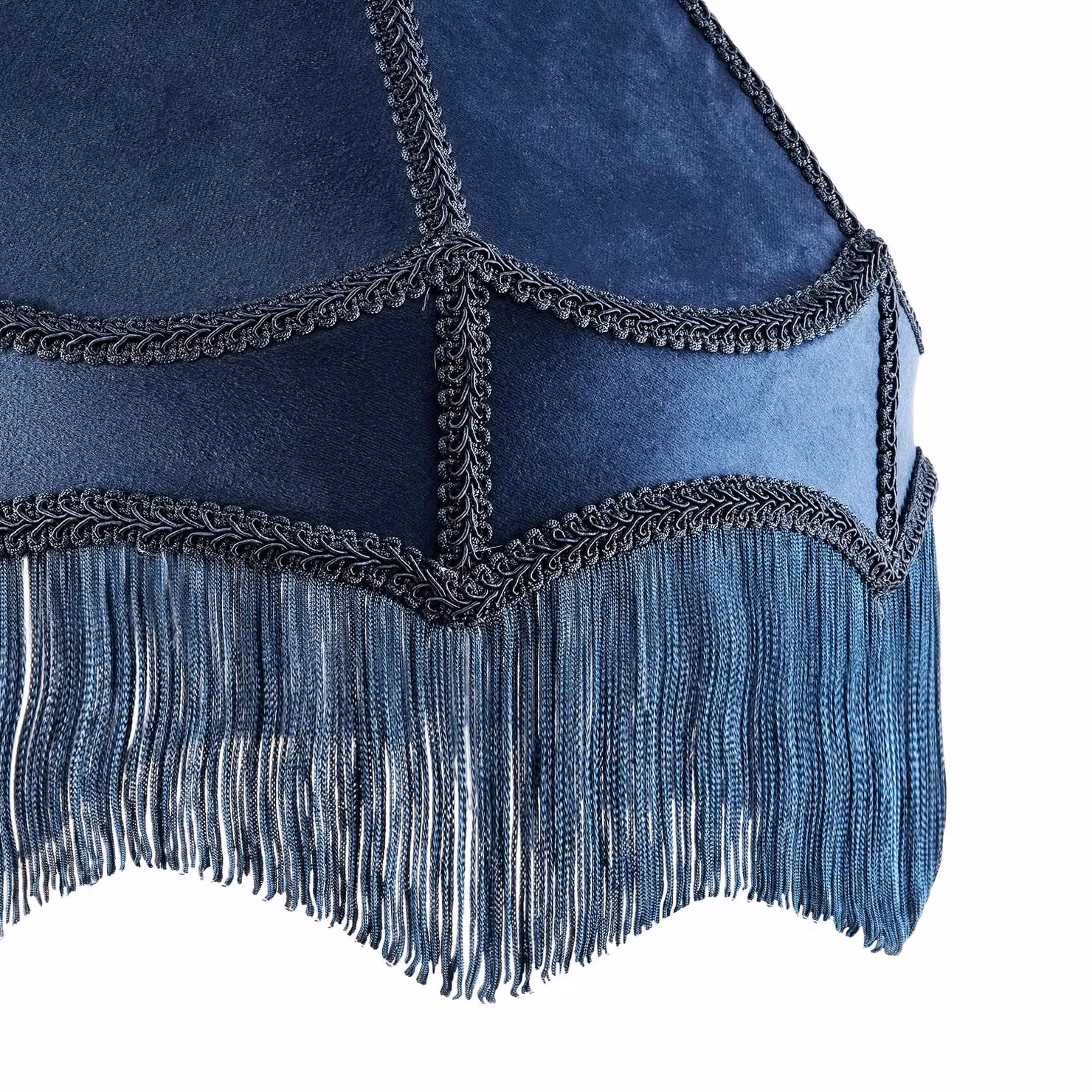 Happy Homewares Traditional Victorian Empire Soft Velvet Lamp Shade with Lengthy Tassels in Midnight Blue, Diameter: 40.64 cm – 3