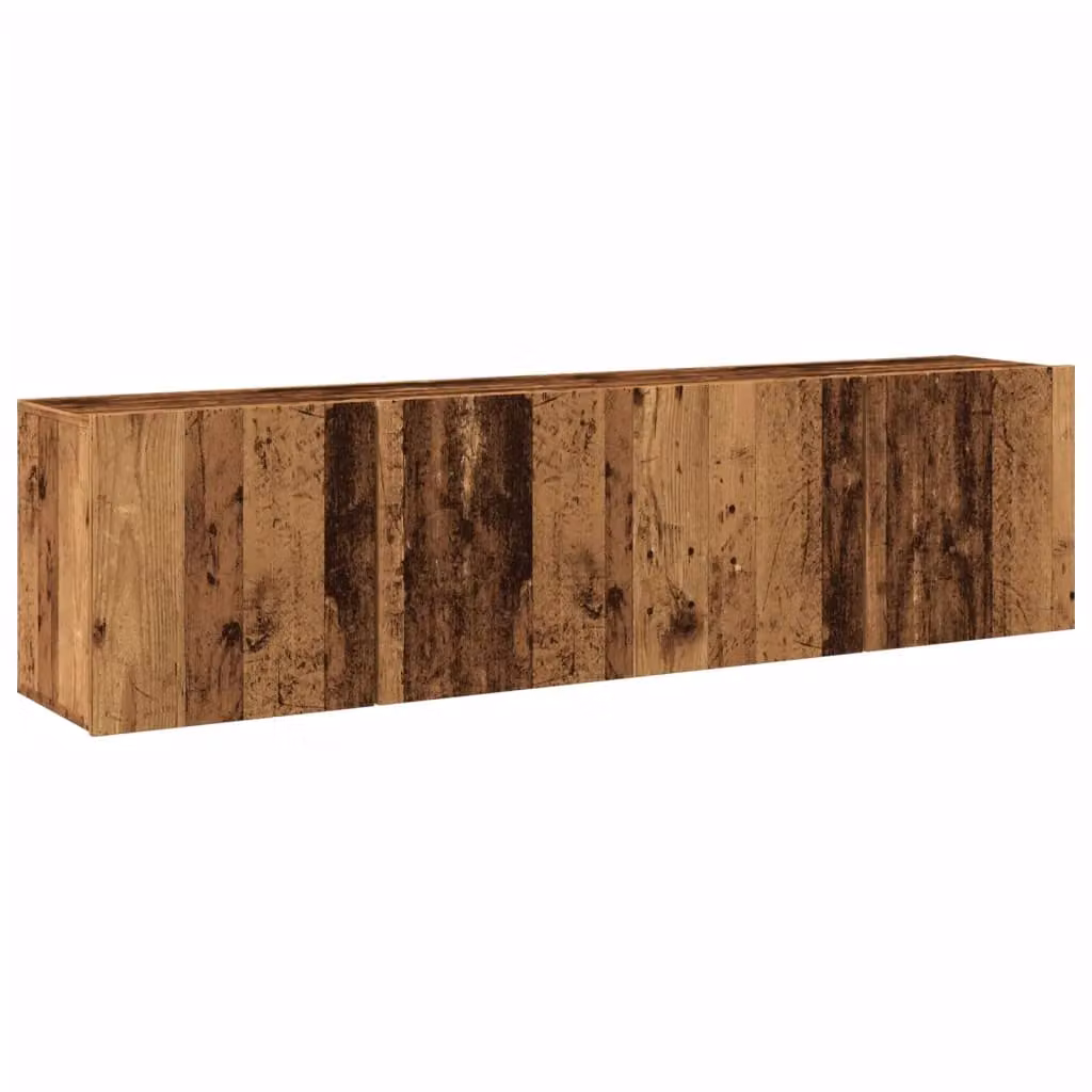 Berkfield Home Set of 2 Wall-mounted Rustic Wood TV Cabinets in Brown, W/D/H: 80 x 30 x 41 cm – 2
